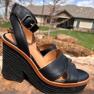 Ugg Chunky Wedge Leather Sandal Size 9